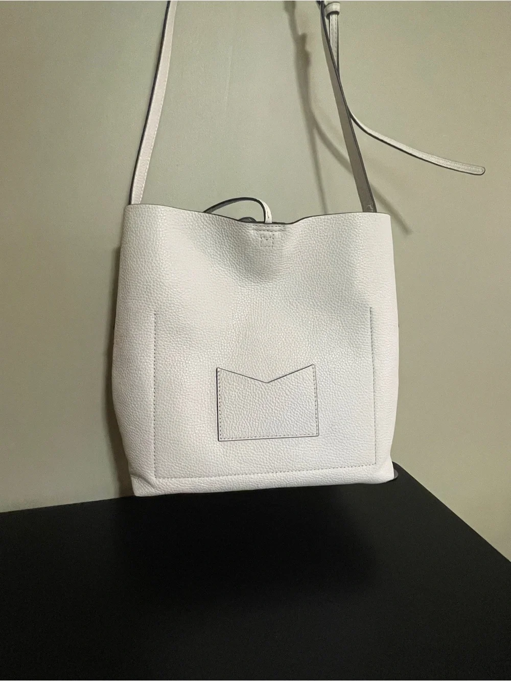 Michael Kors White Pebbled Leather Shoulder Bag